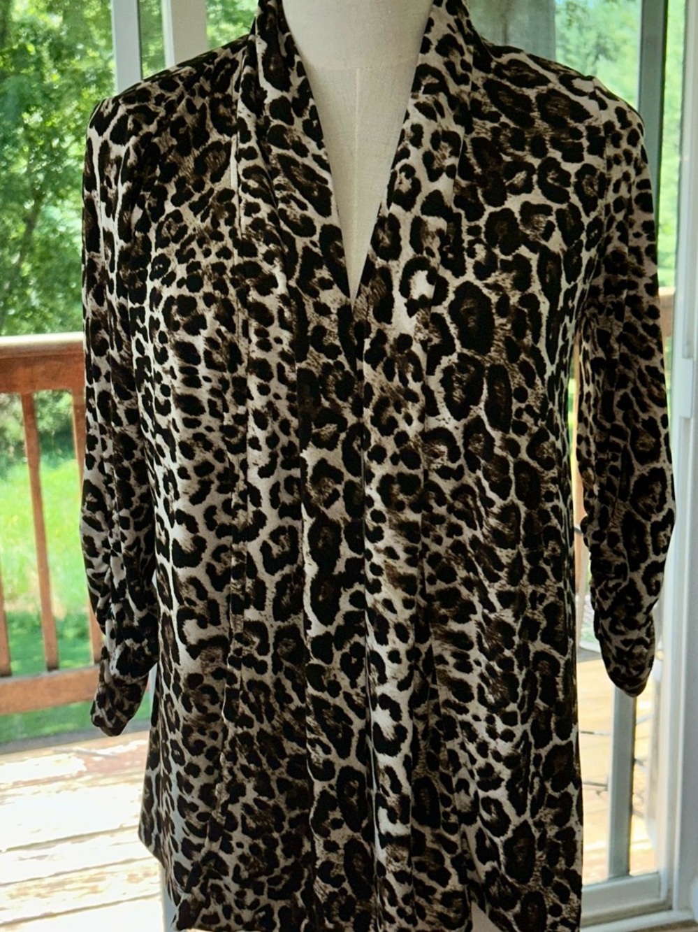 Ellen Tracy Leopard Print Lightweight Open Cardigan Size Small